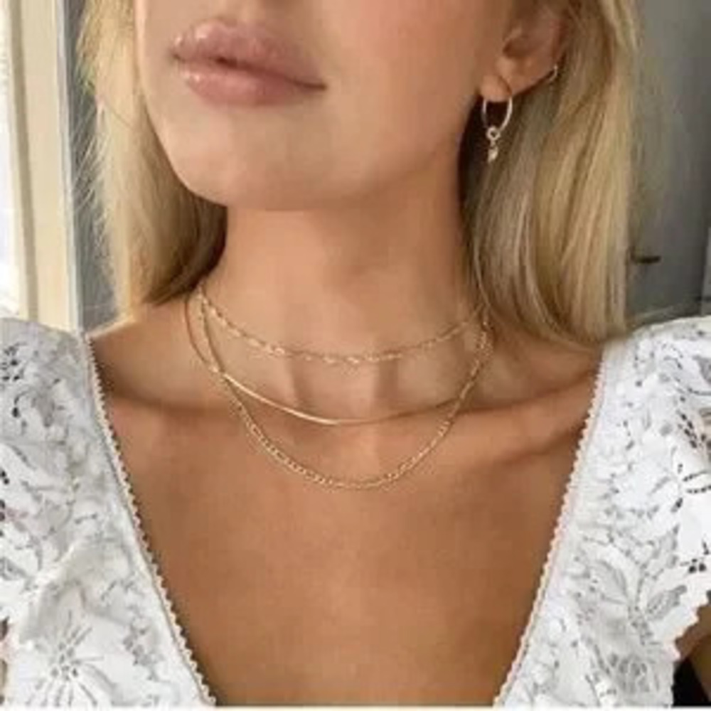 14K Gold Plated 3pc Herringbone Necklace Set